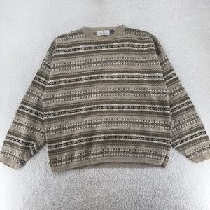 Vintage Bill Blass Sweater Mens XL Striped Crewneck‎ Knit Pullover USA 90s